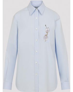 Moschino Classic Button-Down Shirt With Unique Glasses Pock - Blau