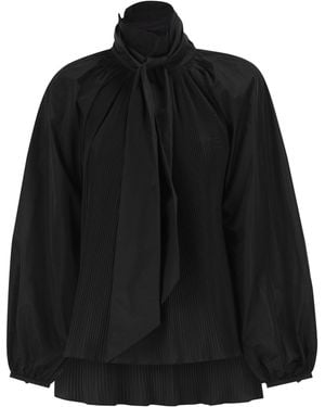 Max Mara Mxevalle Plissierte Bluse mit Halsschleife - Schwarz