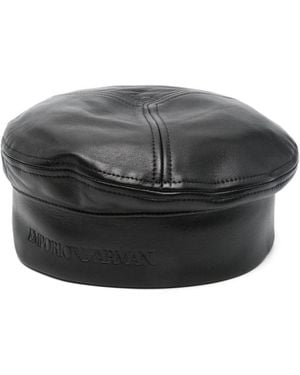 Emporio Armani Leather Basque Hat - Grey