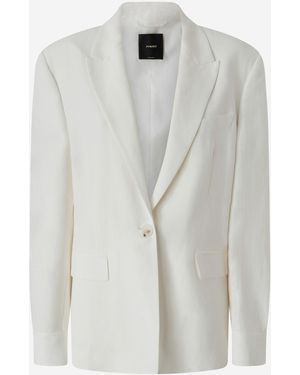 ジャケット Pinko FARAONA CADY SINGLE-BREASTED BLAZER WITH JEWEL BUTTON Pinko 'Faraona' Single-Breasted Jacket With Peak Revers in