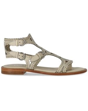 Ash Paprika Talc Flat Sandal - White
