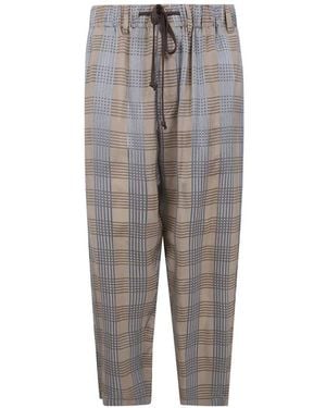 Uma Wang Tartan-broek Met Trekkoord - Grijs