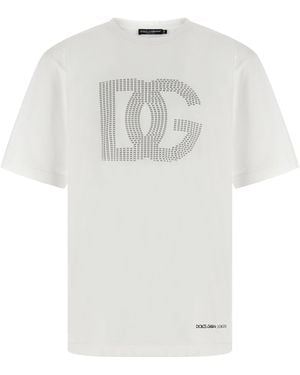 Dolce & Gabbana Cotton T-Shirt With Bold Front Logo Print - Weiß