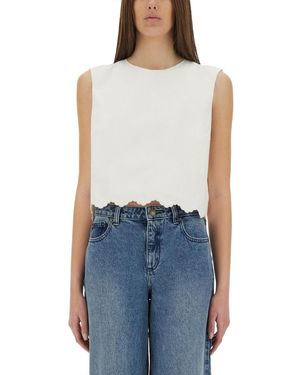 Patou Short Poplin Top - Blue