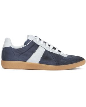 Maison Margiela Graue Kalbsveloursleder-Sneaker Mit Schnürung - Blau