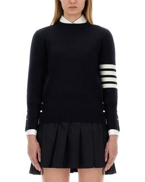 Thom Browne Maglia Punto Milano Con 4 Bar - Black