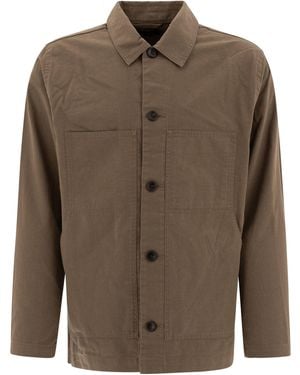 Vince Cotton And Linen Utility Jacket - Green