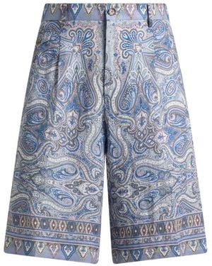Etro Paisley Print Shorts - Blue