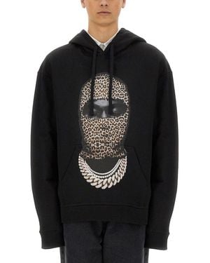 ih nom uh nit Leopard Mask Print Sweatshirt - Black