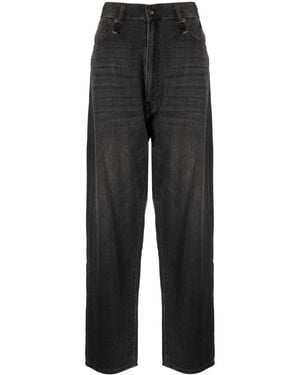 R13 Halbhohe Wide-Leg-Jeans - Schwarz