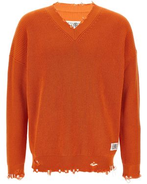 MM6 by Maison Martin Margiela V-Neck Knitwear - Arancione