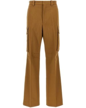 Victoria Beckham Wide Leg Cotton Cargo Trousers - Natural