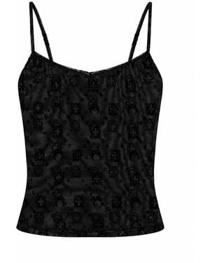 Marine Serre Moonogram Mesh Flock Straps Top - Schwarz