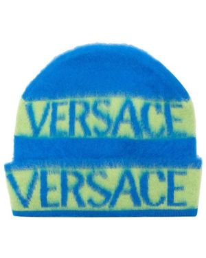 Versace Beanie Logo Stripes - Blue
