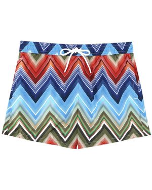 Missoni Mid-Length Swim Shorts With Macro Zigzag Print - Blue