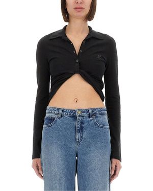 Courreges Twist" Cropped Polo Shirt - Blue
