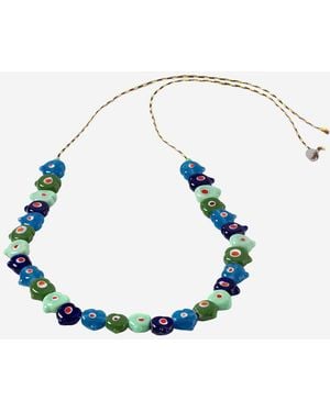 Sorbet Island Heart Shaped Glass Bead Necklace - Blue