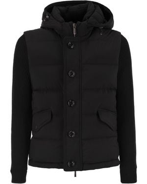 Moorer Foscolo Knm Bomber Jacket With Knitted Sleeves - Black