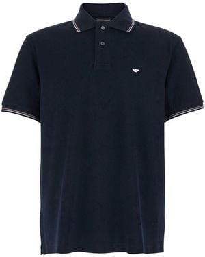 Emporio Armani Logo Cotton Polo Shirt - Blue