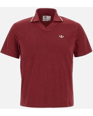 adidas Terry Burgundy Short Sleeve Polo - Red