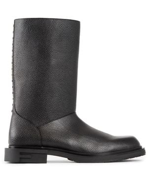 Fendi Leather Frame Boots - Black