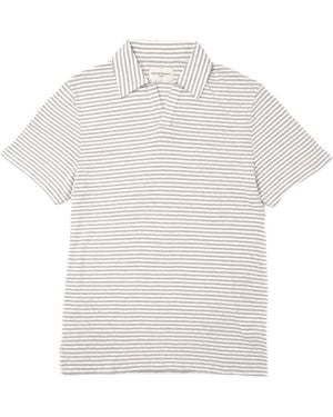 Officine Generale Yarn-Dyed Short-Sleeve Polo With Johnny Collar - Weiß