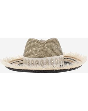 Ferruccio Vecchi Straw y Viscose Blend Hat with Bordery - Rojo