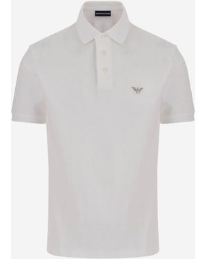 Emporio Armani Cotton Polo Shirt With Logo - White