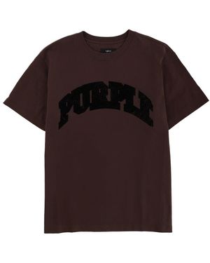 Purple Brand Tshirt With Logo - Brown