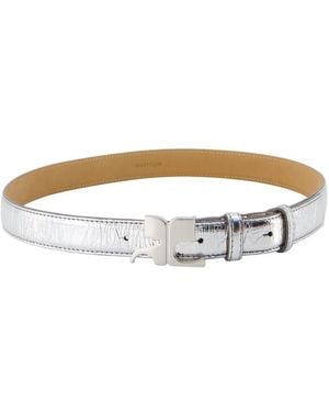 Courreges Ac 25mm Cinturón Cuero Plata - Marrón