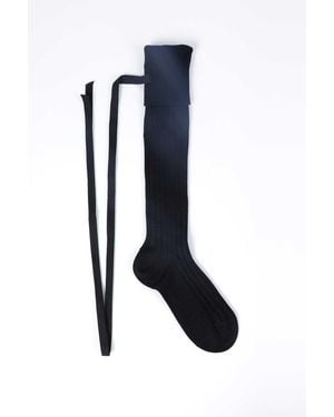 Ann Demeulemeester Jost Knee-High Socks With Ribbon Detail (Pair) Mer - Black