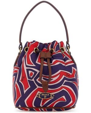 PUCCI Canvas Bucket Bag - Red