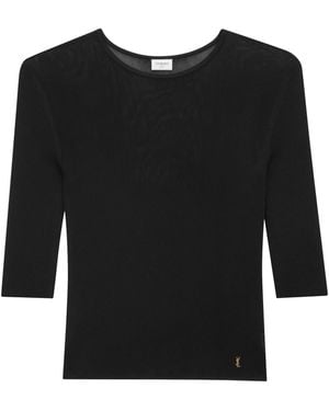 Saint Laurent Cropped Top With Cassandre - Black