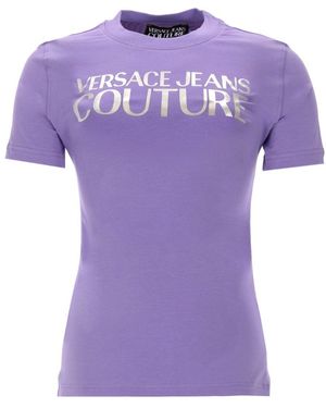 Versace Jeans Couture T Shirt Con Logo - Purple