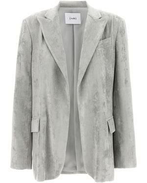 Nude Velvet Blazer Jackets - Grey
