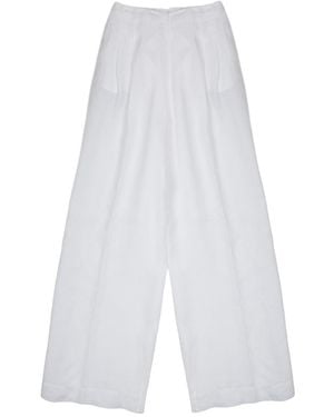 120% Lino Linen Trousers For - White