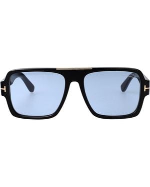 Tom Ford Round Sunglasses Ft1408 01 V - Blue