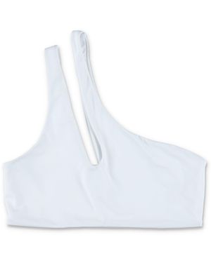 Let's Swim Teardrop Cut-Out Nne Shoulder Bikini Top - White