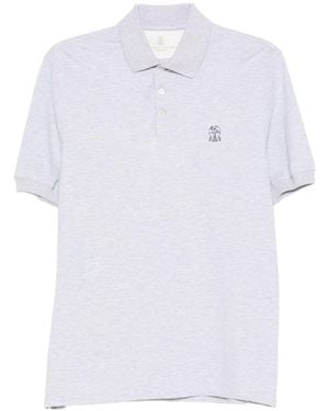 Brunello Cucinelli Logo Baumwoll -Polo -Hemd - Weiß