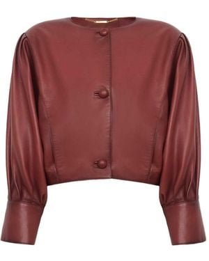 Chloé Cropped Collarless Jacket - Red