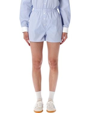 Sporty & Rich Striped Cotton Poplin Shorts - Blue