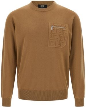 Fendi Ff Pocket Sweater - Braun
