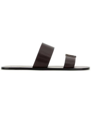 Saint Laurent Dark Leather Babylone Slippers - Black