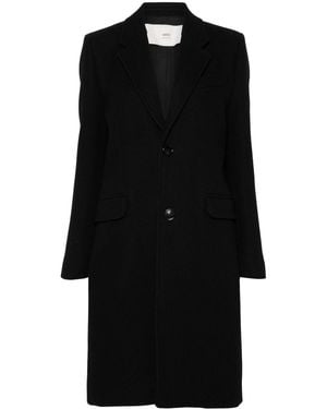 Ami Paris Wool Single-Breasted Coat - Black