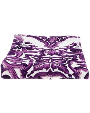 Dolce & Gabbana Beach Towel 'Maiolica' Print - Purple