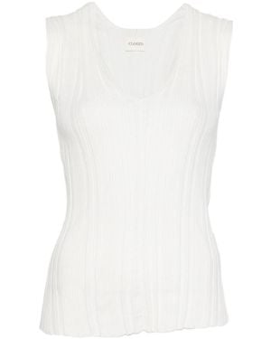 Closed Geschlossener Pullover aus Leinen und Baumwolle mit V-Ausschnitt - Weiß