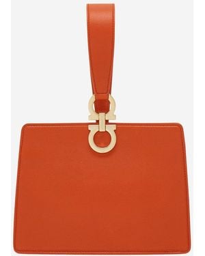 Ferragamo Mini Leather Clutch Bag - Orange