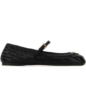 Prada Leather Ballet Flats - Black