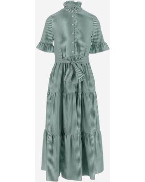 F.it – Gestreiftes Baumwollkleid mit Rüschenkragen - Grün