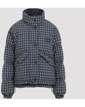 Miu Miu Miu M Iu Omkeerbaar Geruit Donsjack - Blauw